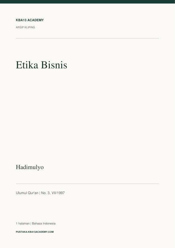 Etika Bisnis