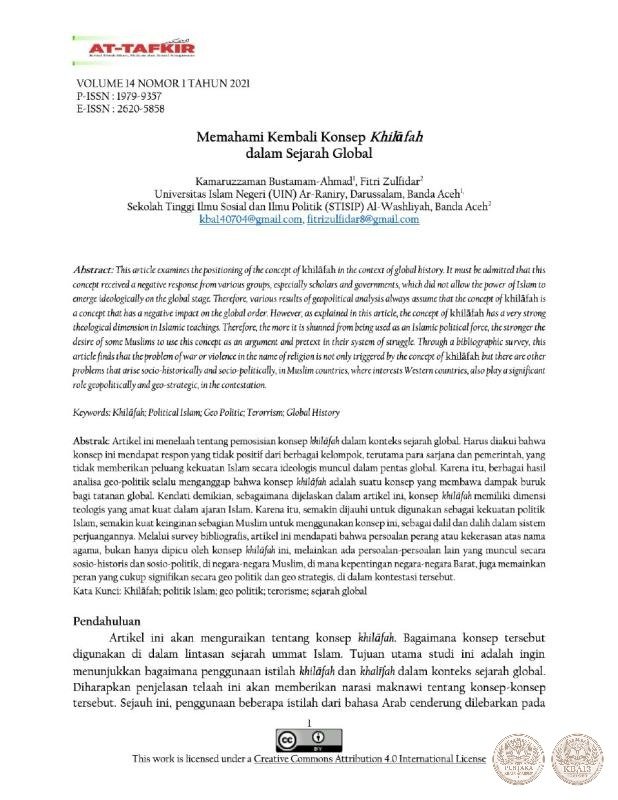 Memahami Kembali Konsep Khilāfah dalam Sejarah Global