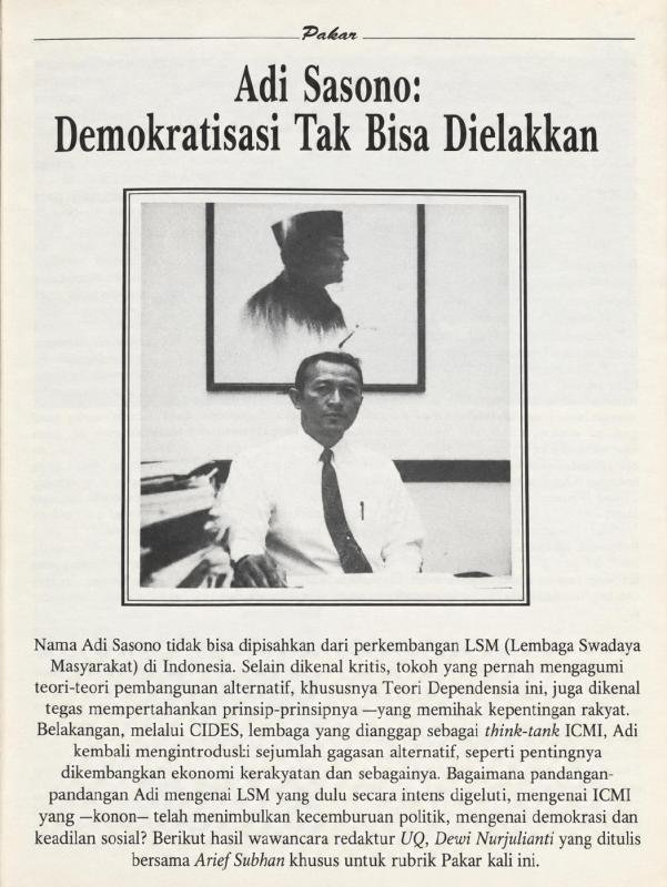 Adi Sasono: Demokratisasi Tak Bisa Dielakkan