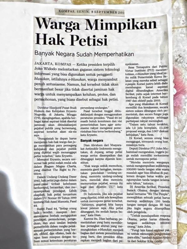 Warga Mimpikan Hak Petisi: Banyak Negara Sudah Memperhatikan